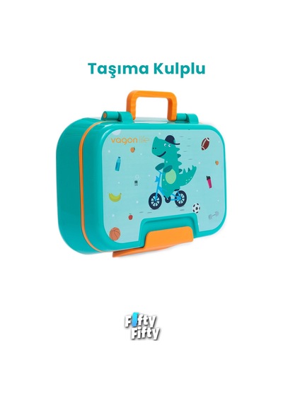 Vagonlife 1030 Ml Tek Kat 4 Bölme Çocuk Beslenme Kutusu Çatal / Kaşık -ffb1262 Mavi