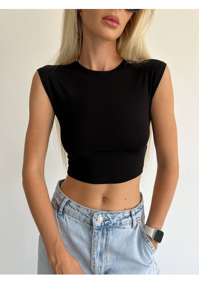 Midi Crop Top T-shirt 373 Siyah