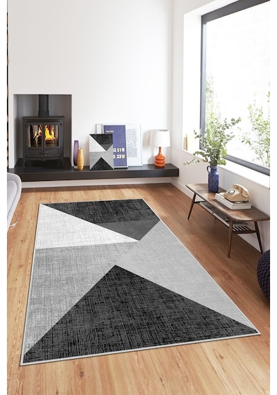 West Home Dijital Baskı Yıkanabilir Kaymaz Taban Salon Halısı Mutfak Halısı Koridor Halısı Wh 447 Black