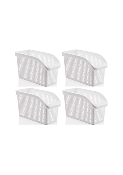 Omnipazar Sy-2170 Plastik Küçük Dolap İçi Sebze Meyve Düzenleyici Beyaz 4 Lü Set Beyaz