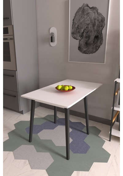 Vilinze Avanos Mdf Katlanır Ahşap Mutfak Masası - 70x80 Cm Beyaz Siyah