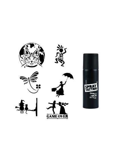 Kedi Cadı Spray Tattoo İle Geçici Dövme Yapma Seti
