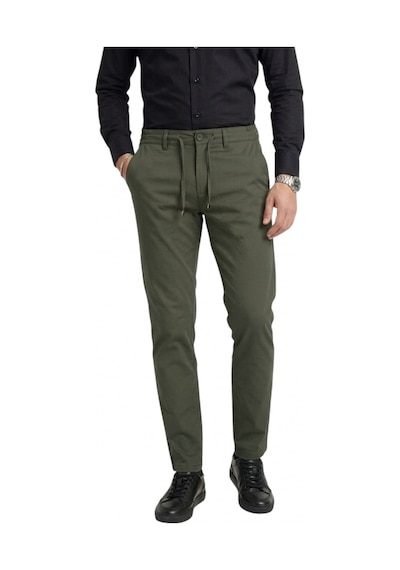 Deepsea Erkek Haki Esnek Kumaş Slim Fit Beli Lastikli Günlük Spor Pantolon 2601070