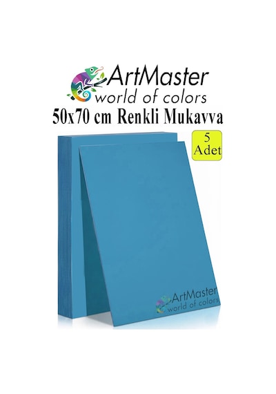 Mavi Renkli Mukavva 50x70 Cm 5 Adet 1 Paket Renkli Sert Karton 1.0 Mm Anasınıfı Hobi Etkinlik Okul Öncesi Elişi