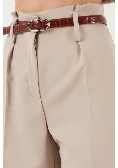 Lela Wide Leg Yüksek Bel Geniş Paça Palazzo Bayan Pantolon 65271262 Taş
