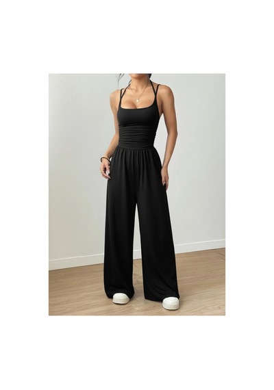 Butik İstanbul Kadın Askılı Yuvarlak Yaka Uzun Viskon Tulum Siyah Butik İstanbul Kadın Askılı Yuvarlak Yaka Uzun Viskon Tulum Siyah
