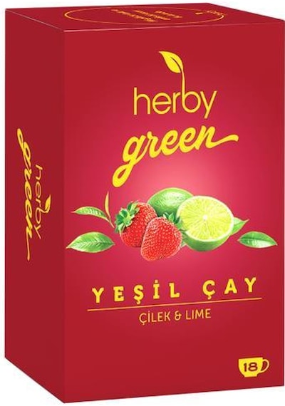 Herby Ice Tea Berry Hibiskus 12'li Şeker İlavesiz Soğuk Çay + Yeşil Çay Çilek Ve Lime 18'li