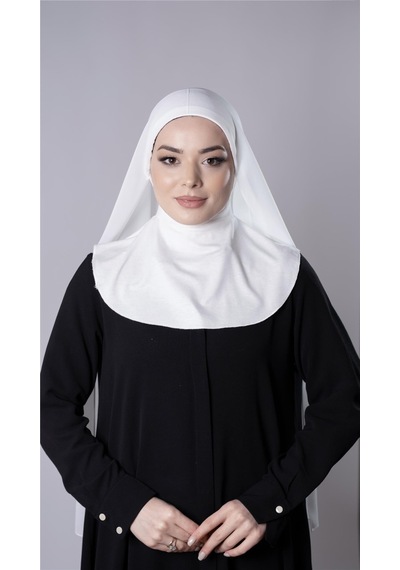 Hürrem Bone Krem Pratik Hazır Geçmeli Şal Şifon Kumaş Hijab Bone 3009 40