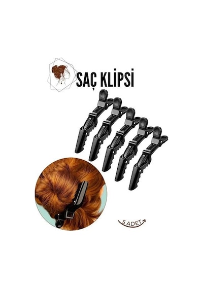 Mey İthalat Saç Pensi Saç Klipsi 5 Adet Crocodile Design Çok Renkli