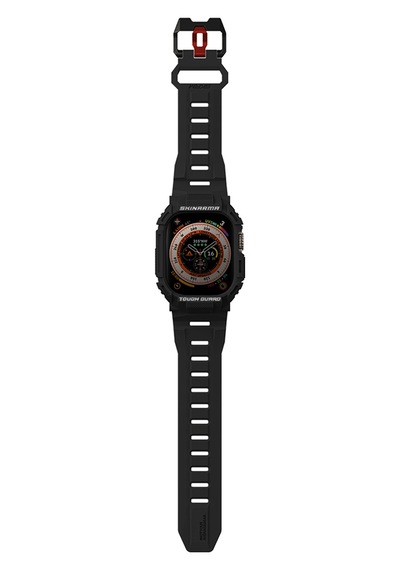 Watch Ultra 49mm Uyumlu 2in1 Tpu Kasa Koruyuculu Silikon Kordon Skinarma Mecha Siyah