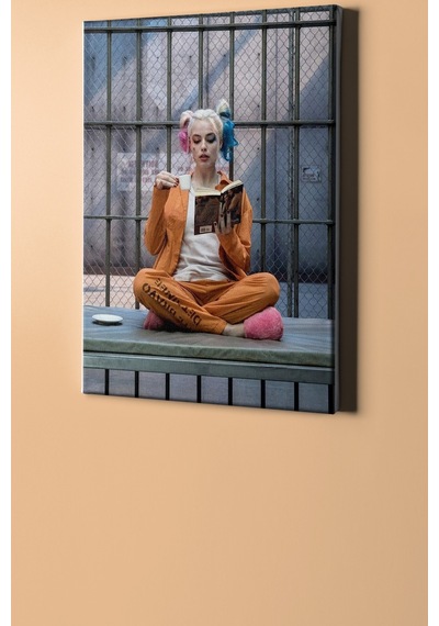 Webstyle Kitap Okuyan Harley Quınn Sayılarla Boyama Seti Tuval Seti Fırça Boya Dahil Kasnaklı Hobi - 40x50c