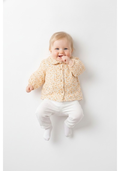 Tiffany Baby & Kids Müslin Orange Flower Tasarımlı Gömlek Ekru