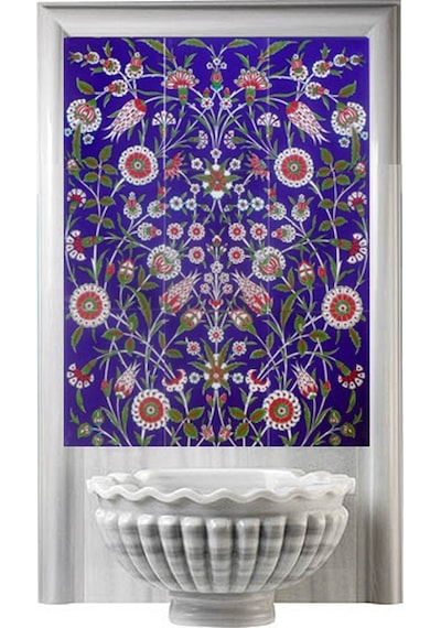 Armada Çini 75X99 İznik Desenli Türk Hamamı Kütahya Çini Pano
