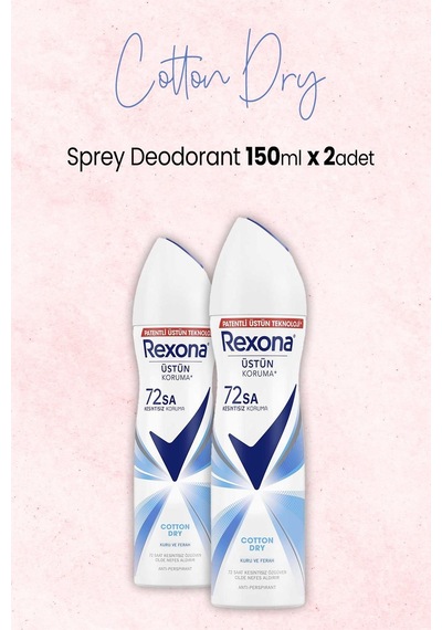 Rexona 72 Saat Cotton Dry Kadın Sprey Deodorant 2 x 150 ML