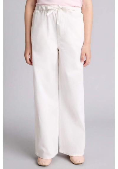 Defacto Wıde Leg Düz Paça Gabardin Pantolon Kız Çocuk G0604a826smwt34 Beyaz-wt34