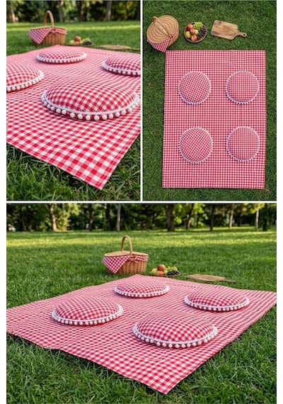 Piknik Takımı Seti - Sıvı Geçirmez Piknik Örtüsü & 4 Adet Minder Leke Tutmaz, Kolay Temizlenir Çok Renkli Piknik Takımı Seti - Sıvı Geçirmez Piknik Örtüsü & 4 Adet Minder Leke Tutmaz, Kolay Temizlenir Çok Renkli