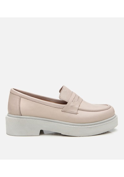 Hotiç Kadın Deri Bej Kalın Tabanlı Klasik Loafer