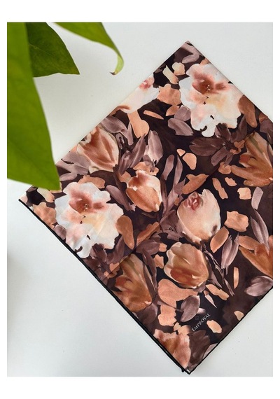 Emproyal Pastoral Desen Line Eşarp Acı Kahve