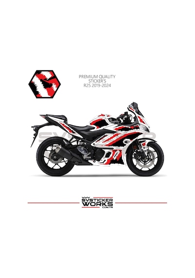 Yamaha R25 Kaplama Sticker Air Brush Motor Kaplama Modeli Hazır Kit 2019 / 2024 Uyumlu Kırmızı
