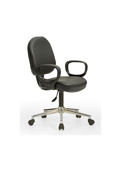 Sekreter1 Bilgisayar Koltuğu - Ofis - Müdür - Büro - Çalışma Sandalyesi Siyah Renk Krom Ayaklı Siyah