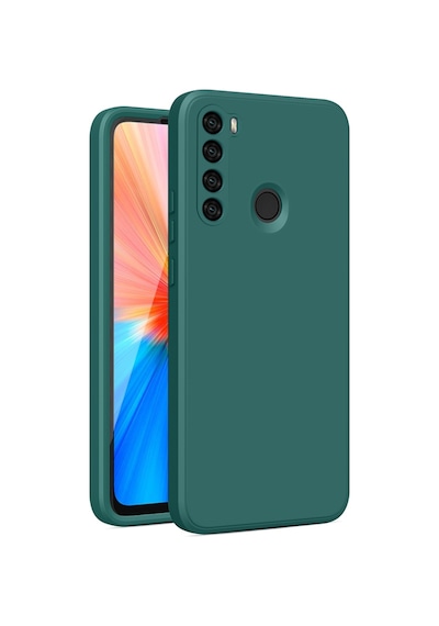 Fibaks Redmi Note 8 Uyumlu Kılıf Kamera Çıkıntılı Içi Kadife Lansman Yumuşak Dokulu Silikon Kapak Yeşil