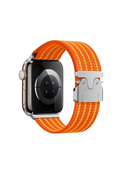 Forzacase Apple Watch Ultra 2 49mm Uyumlu Mekanik Tokalı Çizgili Hasır Örgü Kordon - Fc1255