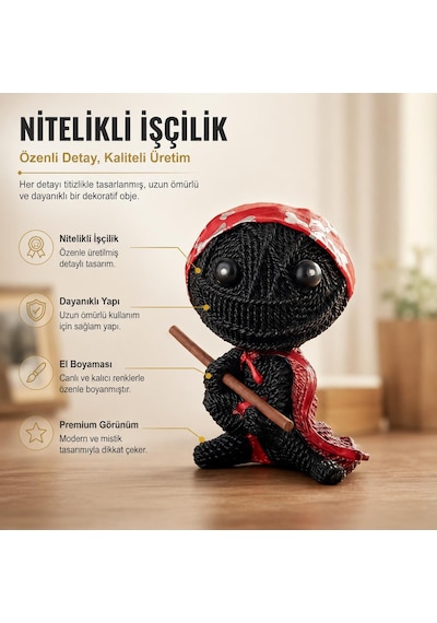 Örgü Tasarımlı Polyester Ninja Voodoo Biblo Savaşçı Figür Dekoratif Obje Genç Odası Hediyelik 18 Cm 42860331