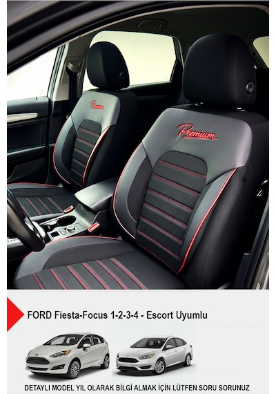 Premium Serisi Lüks Keten Oto Koltuk Kılıfı Ford Focus-fiesta Uyumlu Siyah