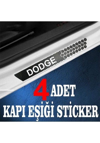 Dodge Uyumlu Özel Oto Kapı Eşikleri Sticker Karbon 4 Adet
