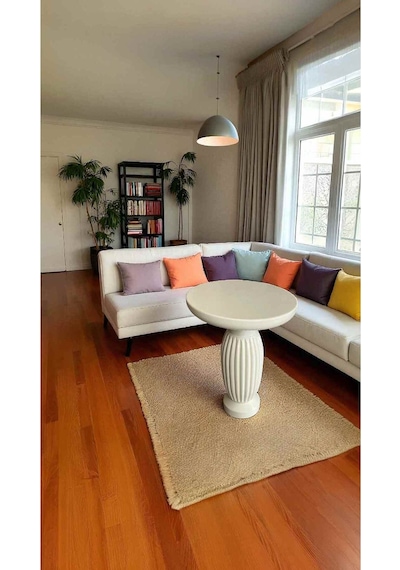 Doğal Ahşap Tekli Mantar Yan Sehpa Krem Renk Dekoratif Sehpa - Wooden Coffee Table Krem