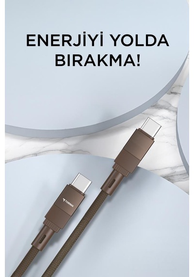 Torima U18 Type-c İle Type-c Şarj Ve Data Kablosu Kahverengi
