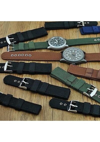 Kumaş Tekstil Perlon 24Mm Saat Kordonu Lacivert Saat Kayışı Kolça