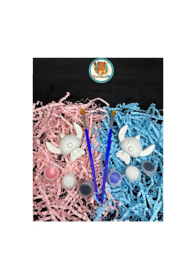 Sevgililere Özel Stitch&angel Taş Boyama Seti/kendin Yap, Doğum Günü, Karne,etkinlik,tatil Hediyesi
