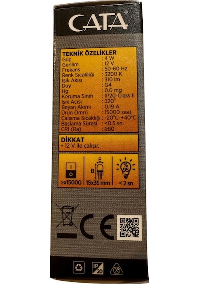 Cata Ct-4252 4w 12v 3200k Günışığı G4 Duylu Kapsül Ampul 8 Adet