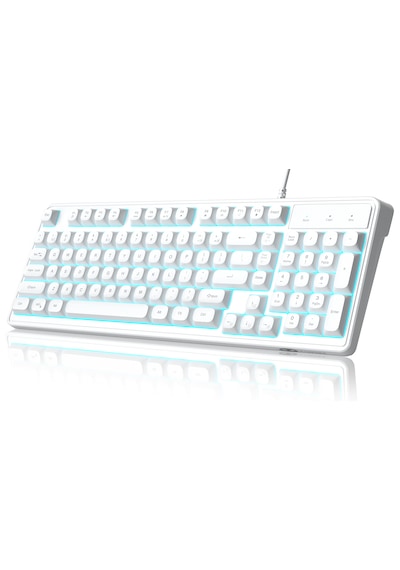 MageGee GK980 98 Tuş Rainbow Kablolu Membran Gaming Beyaz Klavye