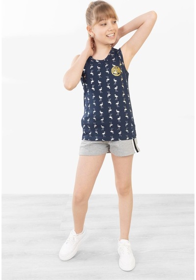 Brz Kids Baskılı Kız Çocuk Sıfır Kol T-shirt-lacivert Lacivert