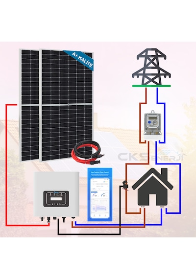 Şebeke Destekli On-grid Solar Güneş Enerji Sistemi 10kw Monofaze 6.6kwh