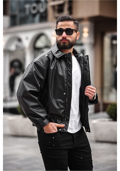 Old Money Culture Oversize Baharlık Kadife Ceket Siyah Deri
