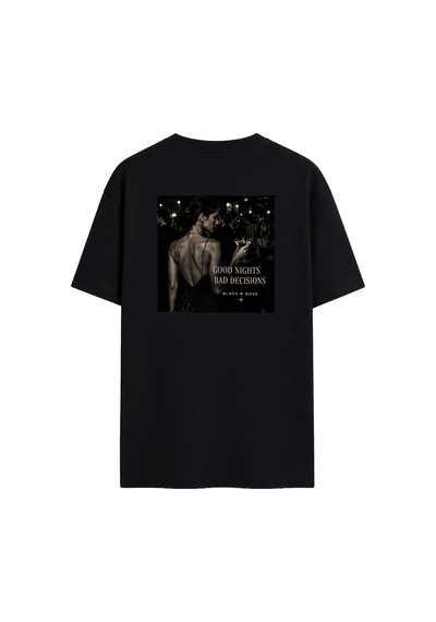 Black Nova Oversize Baskılı Unisex Tişört Bas Desicions Black Siyah