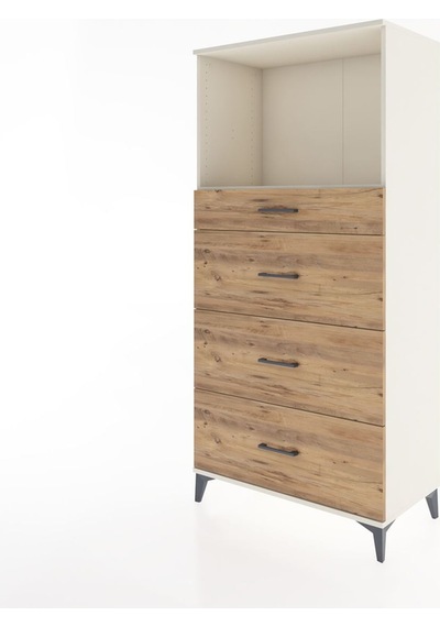 Hyperion Dolap Tek Raflı 4 Çekmeceli 88x44x182 Aytaşı-çam Aytaşı