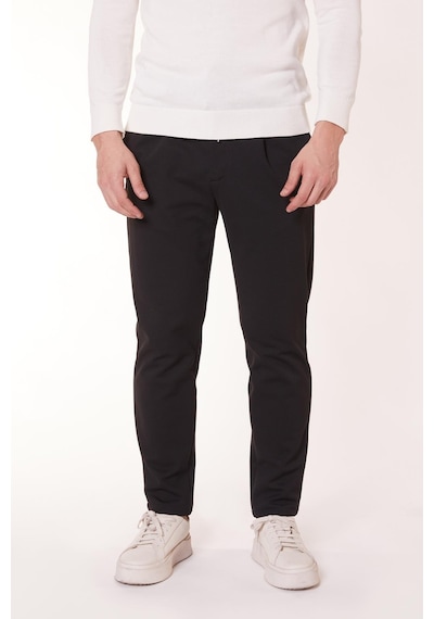 Braccas Erkek Beli Bağcıklı Yandan Cepli Slim Fit Jogger Siyah Pantolon Siyah
