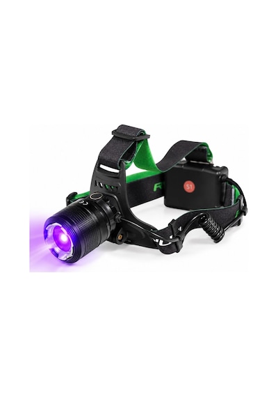Ryuji High Power Uv Ve Beyaz Renk 150 Lümen Pilli Kafa Lambası Siyah