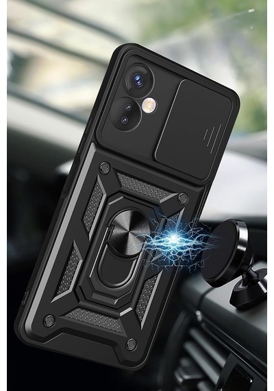 Constraın Infinix Hot 30 5g İle Uyumlu Kaze Tora Kamera Korumalı Sürgülü Yüzüklü Armor Military Tank Kızaklı K Diğer