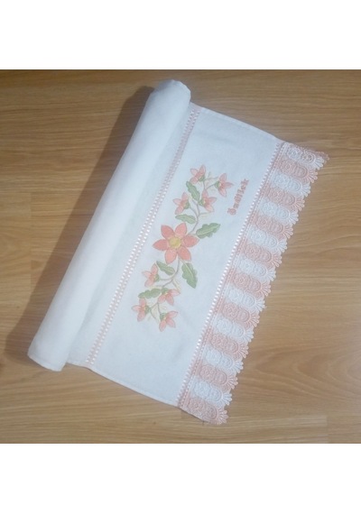 El Ve Yüz Havlusu,nakışlı Beyaz Çiçekli 50x88cm Çok Renkli
