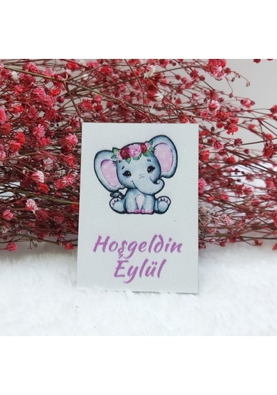Ahşap Magnet Fil Baskılı Kız Bebek Magnetleri Bebek Şeke 30 Adet