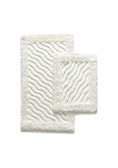 Cotton Marlow 2'li Pamuklu Klozet Takımı Krem Banyo Paspas Seti Klozet Takımı Renkli