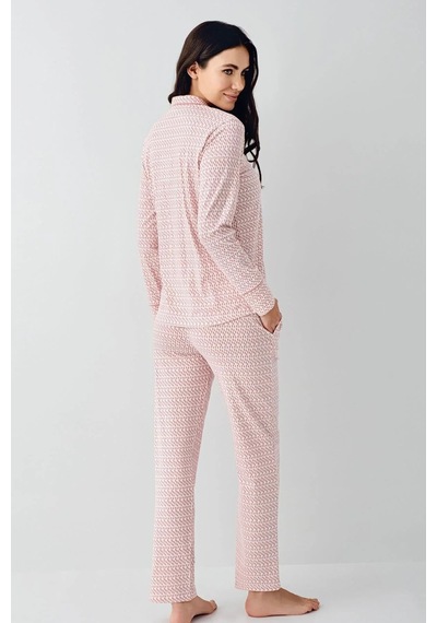 Pierre Cardin 9081 Kadın Uzun Kollu Gömlek Pijama Takımı-pembe Pembe