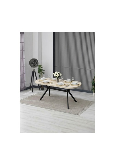 Nova Traverten Masa Takımı 6 Adet Sandalye/90x170 Cm Yemek Masası Gri Gri