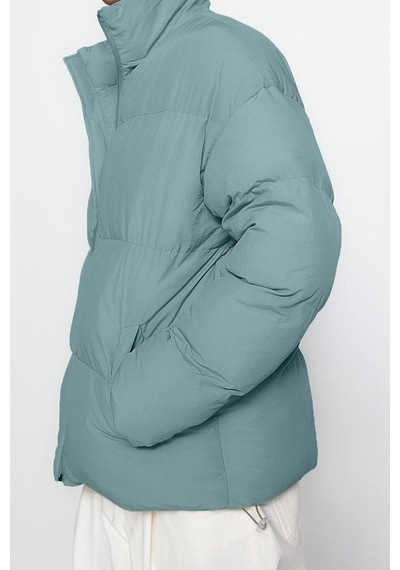 Ersefa Tasarım Düz Astarlı Yaka Standart Bol Dik Unisex Oversize Fit Dik Mint
