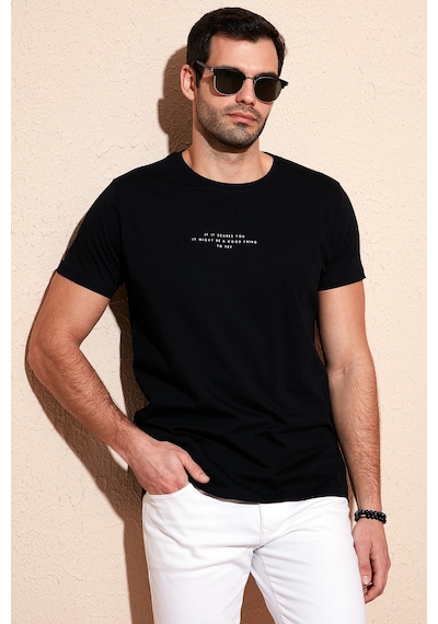 Buratti Pamuklu Slim Fit Bisiklet Yaka Erkek T Shirt 541Ifit Siyah